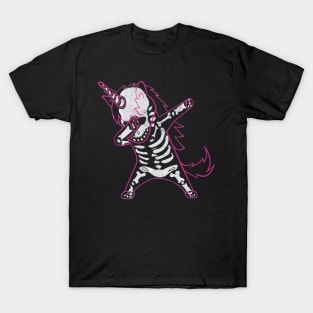 Dabbing Unicorn Skeleton Halloween Costume Men Women Gift T-Shirt